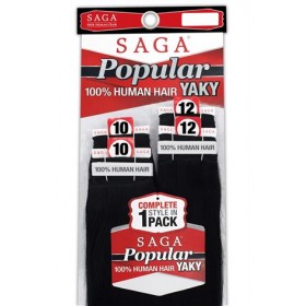 SAGA POPULAR YAKY 100% HUMAN HAIR WEAVE 4PCS 10/10/12/12